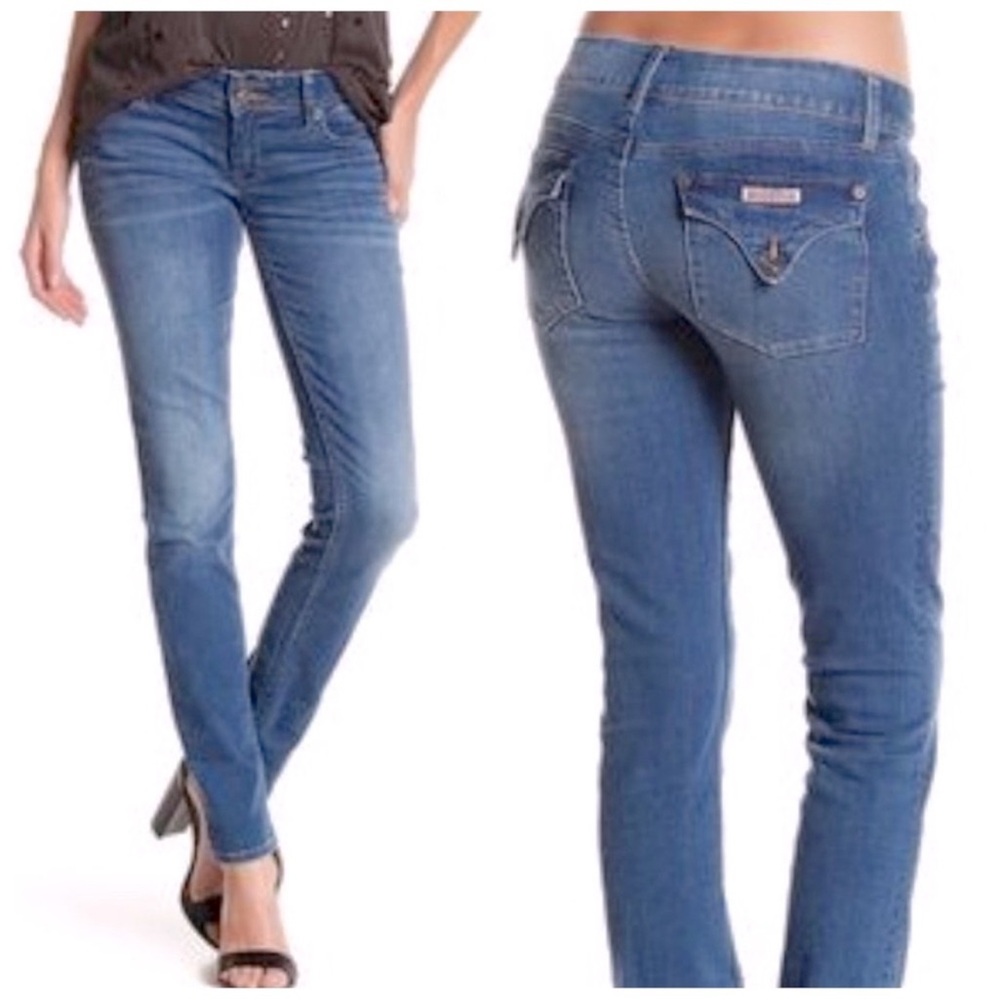 {Hudson} Collin Skinny Flap Pocket Jeans High Rise in Blue - Womens 29